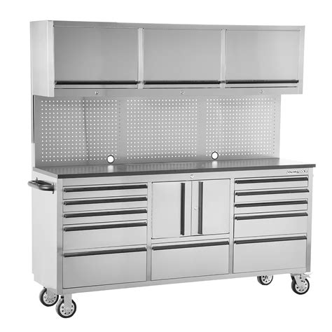 72 inch 11-drawer stainless steel tool box with cabinets|11 drawer tool box.